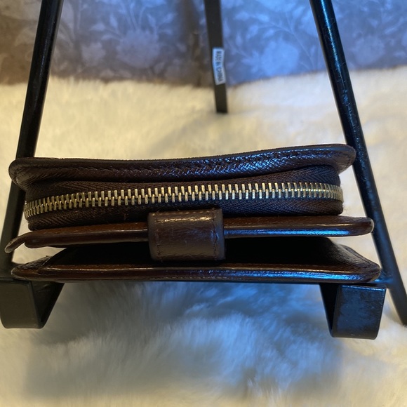 LOUIS VUITON Damier Ebene Brown Check Leather Zippy Compact WALLET EUC - Picture 10 of 17